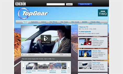 Новая официальная страница Top Gear на сайте BBC